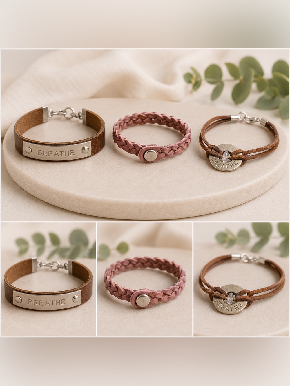 Genuine Leather Bracelet Bundle – 3-Piece Set